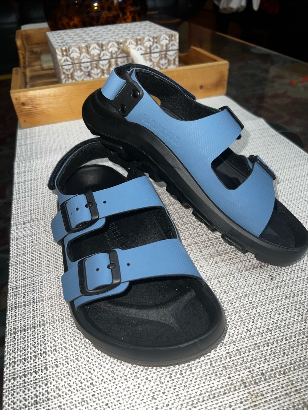 Birkenstock Mogami Women's Terra Birko-Flor Sandals in Blue and Black